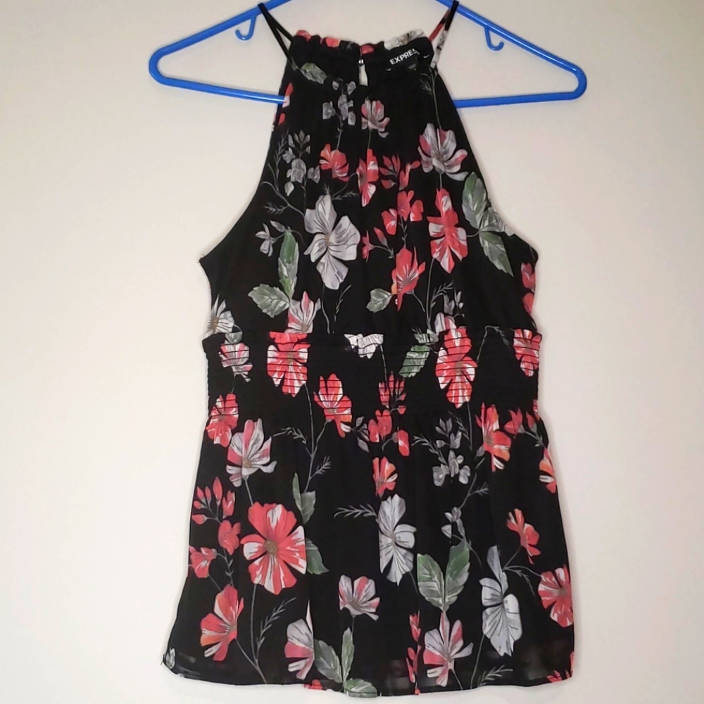Express Halter Floral Peplum top - XS